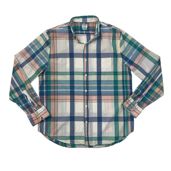 Bonobos Shirt Mens L Large Plaid Summer Weight Standard Fit Light Poplin Cotton - Picture 1 of 10